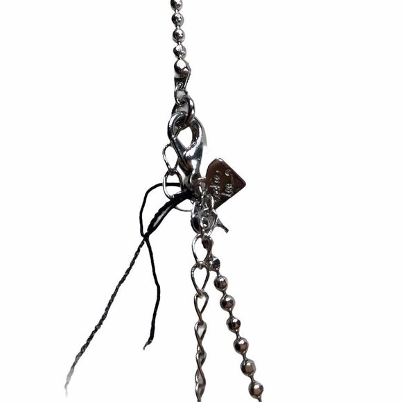 Cookie Lee Silver Tone 2 Circle Hoop RhinestonePendant Necklace 32" total - Picture 5 of 10